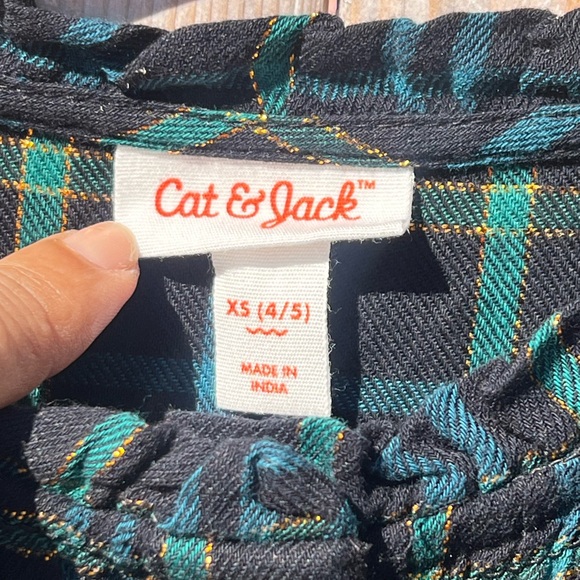 Cat & Jack Green Plaid /shimmer Gold Dress - Picture 5 of 8